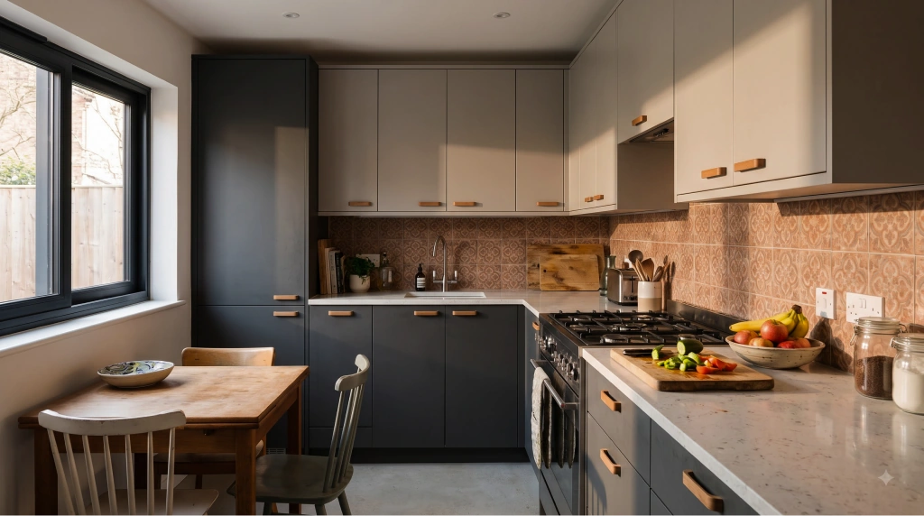 Warm contemporary kitchen interior